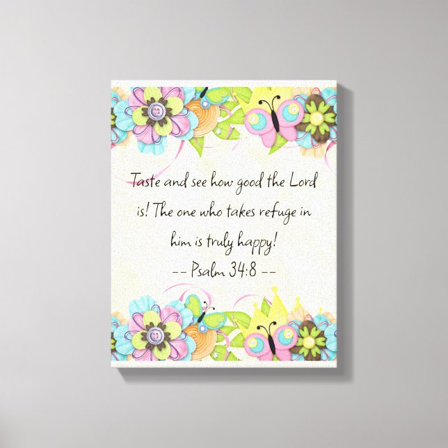 Lienzo Salmo 34: 8 | Citas de la biblia motivadoras Verso (Anverso)