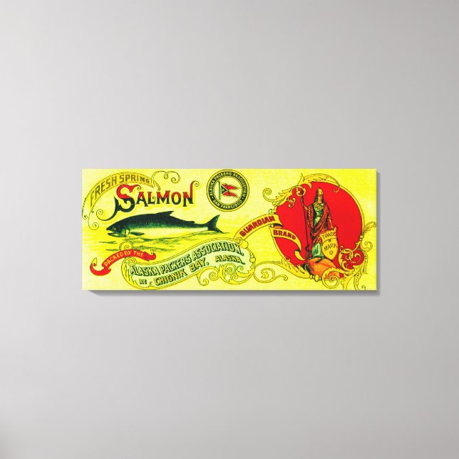 Lienzo Salmon Guardian Can LabelChignik Bay, AK (Anverso)