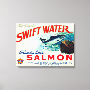 Lienzo Salmones rápidos del agua de Astoria, Oregon - de