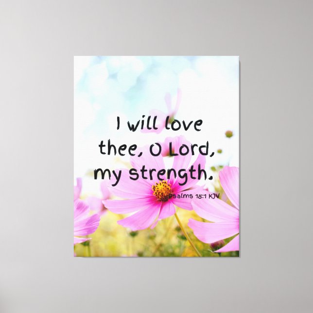 Lienzo Salmos 18:1 Biblia Verse KJV Pic Wall Art (Anverso)