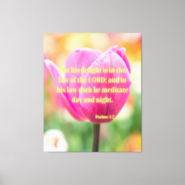 Lienzo Salmos 1:2 Biblia Verse KJV Pic Wall Art (Anverso)