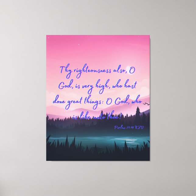 Lienzo Salmos 71:19 Biblia Verse KJV Pic Wall Art (Anverso)
