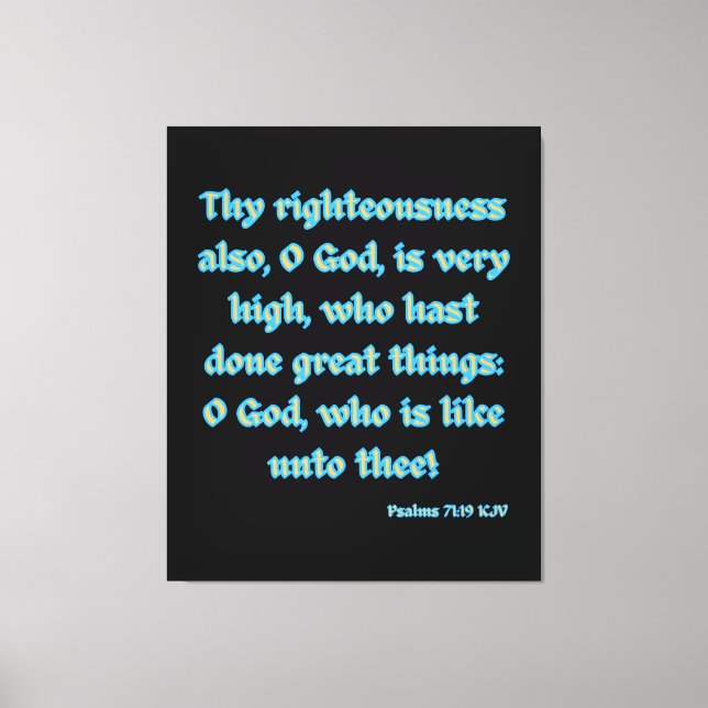 Lienzo Salmos 71:19 Biblia Verse KJV Wall Art (Anverso)