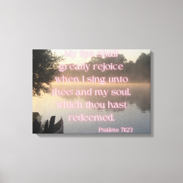 Lienzo Salmos 71:23 Biblia Verse KJV Pic Wall Art (Anverso)