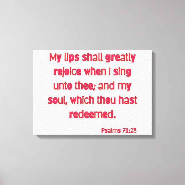 Lienzo Salmos 71:23 Biblia Verse KJV Wall Art (Anverso)