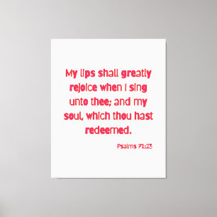 Lienzo Salmos 71:23 Biblia Verse KJV Wall Art