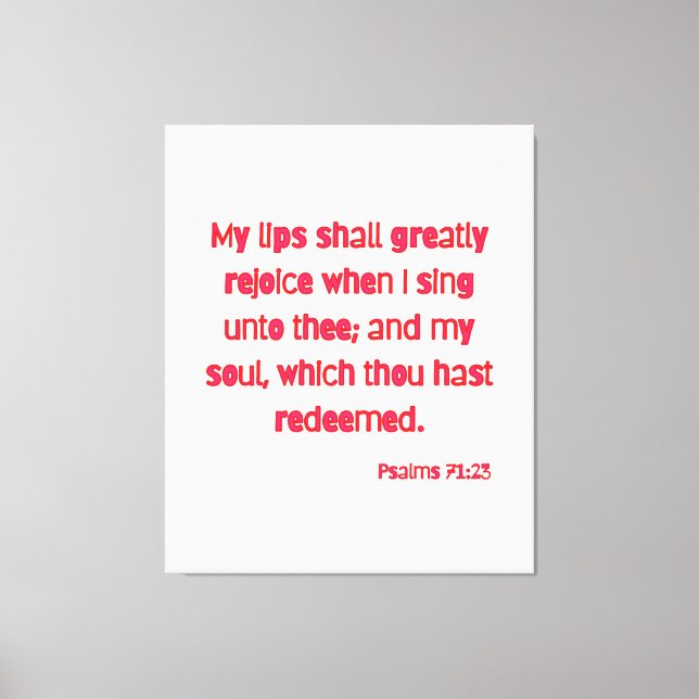 Lienzo Salmos 71:23 Biblia Verse KJV Wall Art (Anverso)