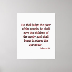 Lienzo Salmos 72:4 Biblia Verse KJV Wall Art