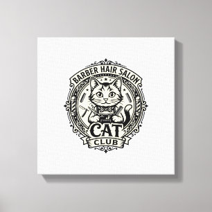 Lienzo Salón de Barbería Gato Divertido Gráfico - Barberí