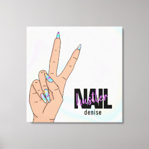 Lienzo salón holográfico de uñas mujer hustler de uñas ma