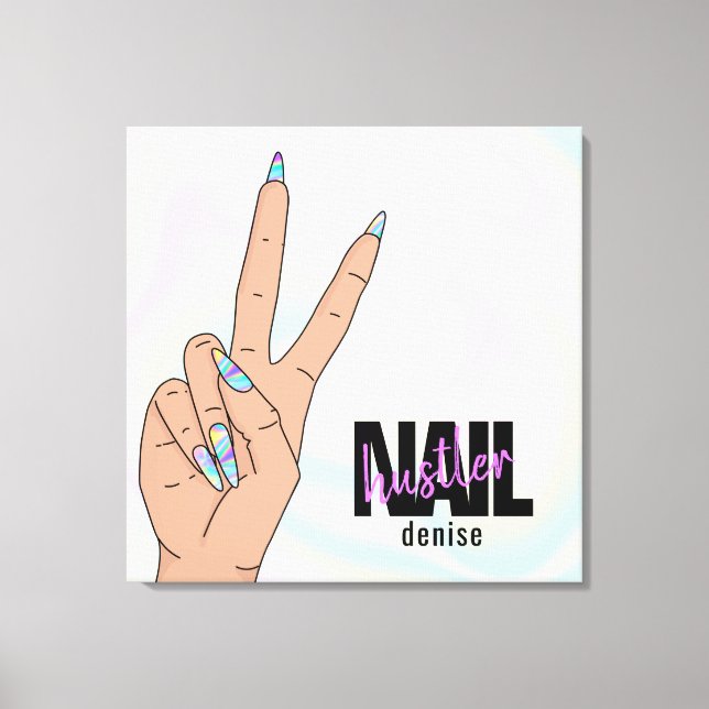 Lienzo salón holográfico de uñas mujer hustler de uñas ma (Anverso)