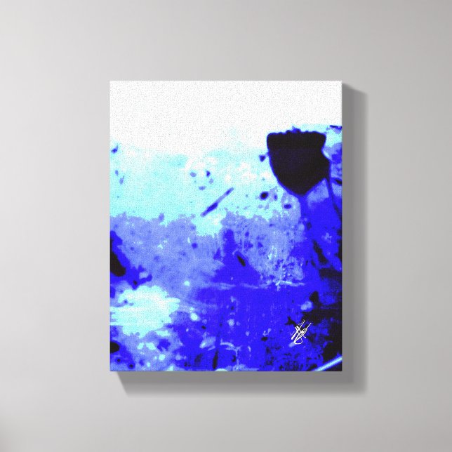 Lienzo Salpicadura abstracta azul blanca de inmersión (Anverso)
