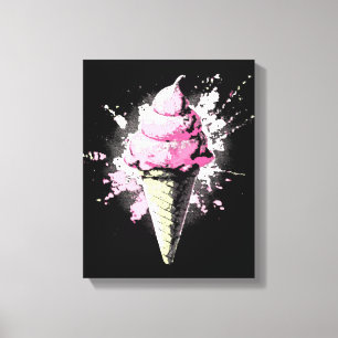 Lienzo Salpicadura de helado rosa abstracto angustiado