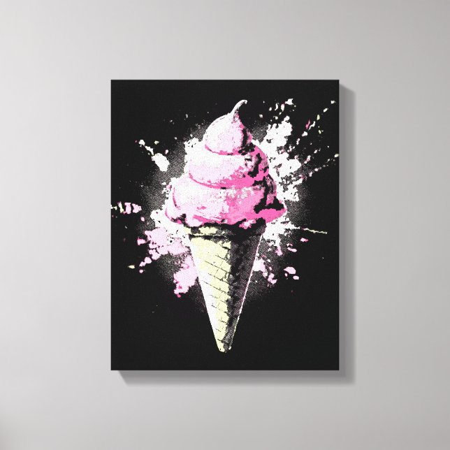 Lienzo Salpicadura de helado rosa abstracto angustiado (Anverso)