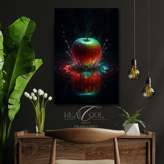 Lienzo Salpicadura de manzana colorida en anillos geométr