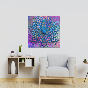 Lienzo Salpicaduras de pintura en flor de mandala estampa