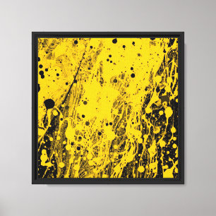 Lienzo Salpicaduras de pintura negra y amarilla