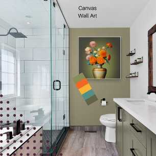 Lienzo Salto de ramo floral verde con naranja