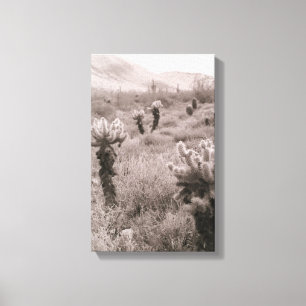 Lienzo Salto del desierto de Cholla Cactus B&W