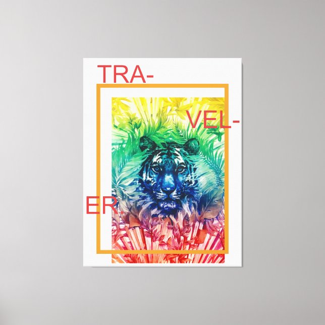 Lienzo Saltos tropicales del tigre salvaje de la jungla d (Anverso)