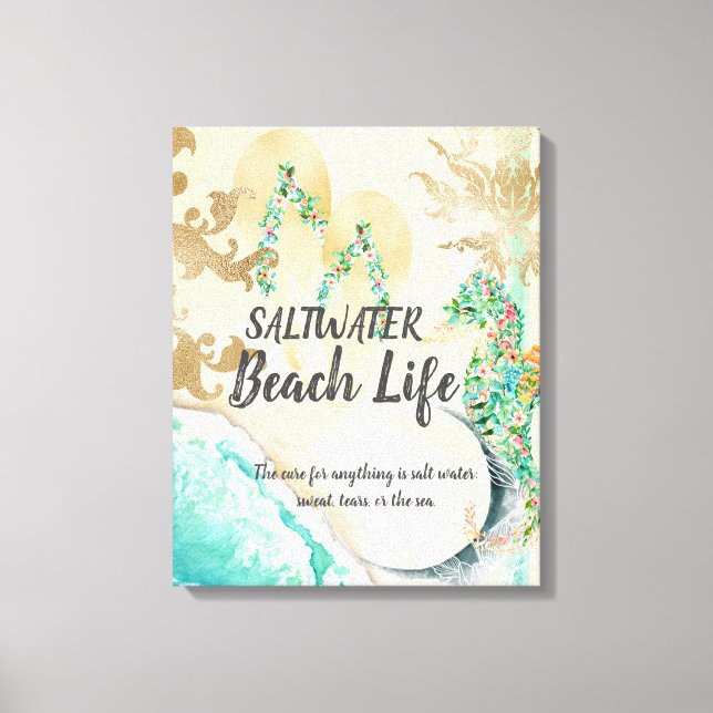 Lienzo Saltwater Beach Life Seahorse (Anverso)