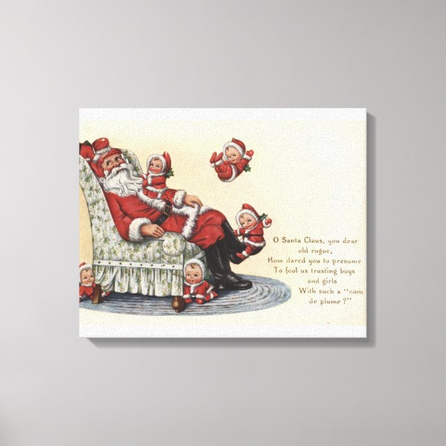 Lienzo Saludo a los navidades de Santa Sitting # 2 (Anverso)