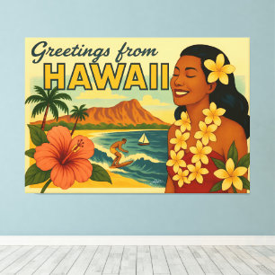 Lienzo Saludos de la época dorada del turismo hawaiano