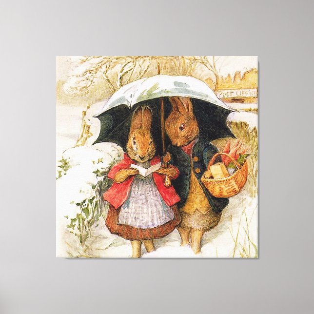 Lienzo "Saludos de Navidad" por Beatrix Potter (Anverso)