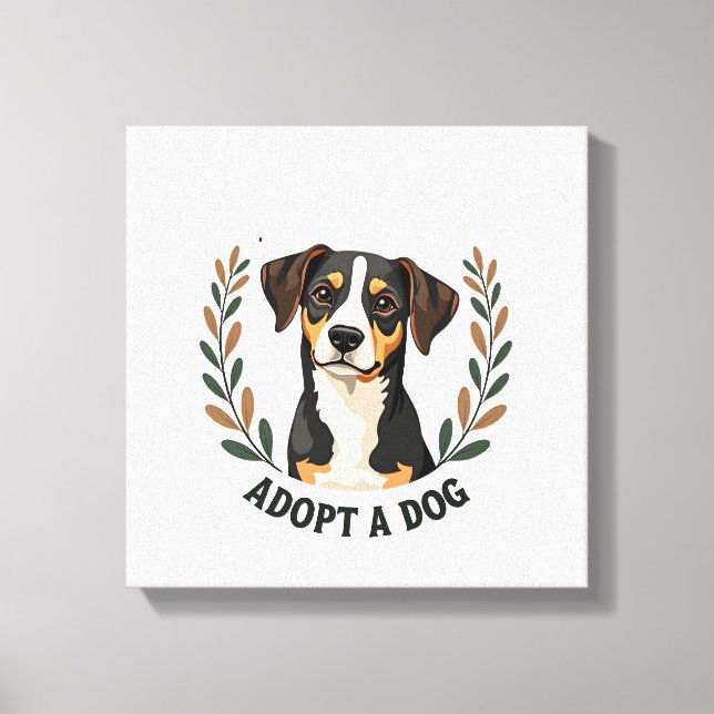 Lienzo Salva una vida Adopta un perro Ilustración de resc (Anverso)