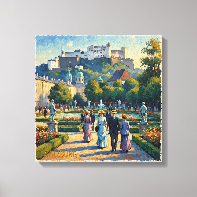 Lienzo Salzburg Austria Castle Garden Stretched Canvas (Anverso)