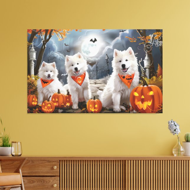 Lienzo Samoyed Halloween Espeluznante (Insitu (Sala de estar))