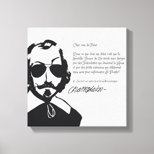 Lienzo Samuel Champlain Hipster texto del futuro+gafas (Anverso)