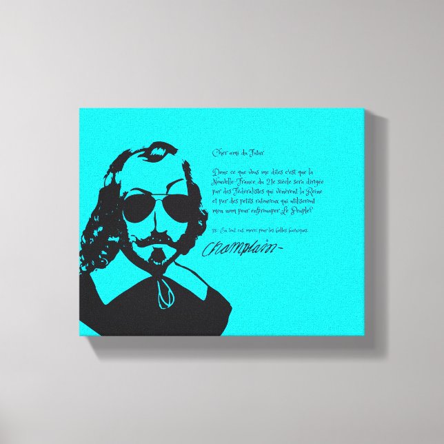 Lienzo Samuel Champlain Hipster texto del futuro+gafas (Anverso)