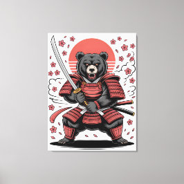 Lienzo Samurai Bear Stretched Canvas Print