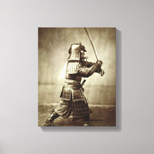 Lienzo Samurai con espada elevada, c.1860 (huella de albu