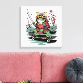 Lienzo Samurai frog warrior Stretched Canvas Print