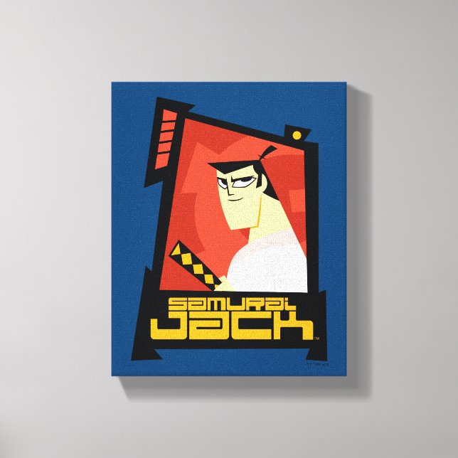 Lienzo Samurai Jack sonriendo gráfico de marco futurista (Anverso)