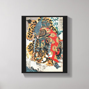 Lienzo Samurai lucha contra un tigre, Kuniyoshi, Ukiyo-e