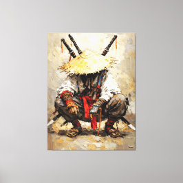 Lienzo Samurai Resting Palette Knife Orange Impasto