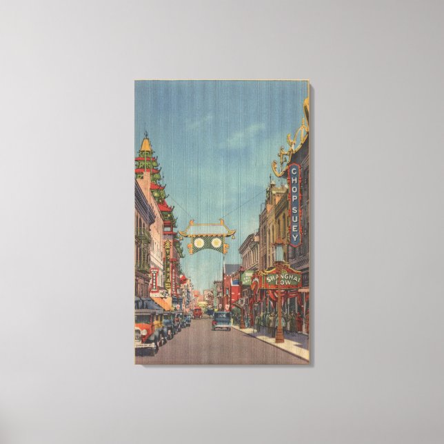 Lienzo San Francisco, escena de CAStreet en Chinatown (Anverso)