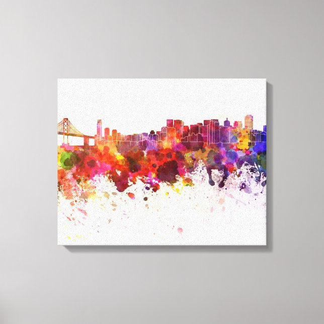 Lienzo San Francisco skyline in watercolor background (Anverso)