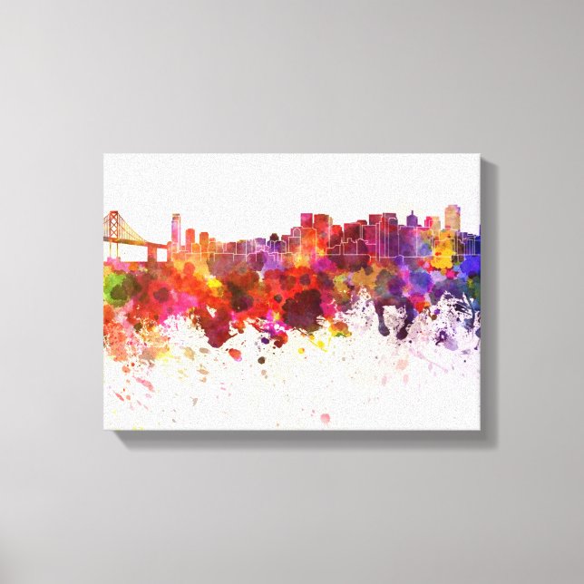 Lienzo San Francisco skyline in watercolor background (Anverso)