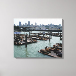 Lienzo San Francisco y leones marinos de Pier 39 Panorama