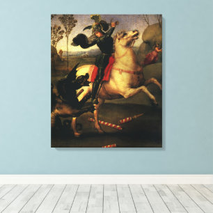 Lienzo San Jorge luchando contra el dragón por Rafael San