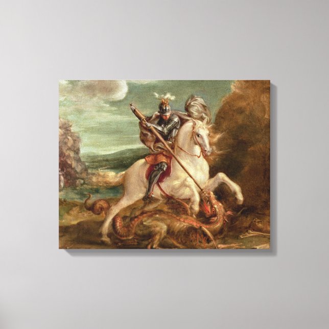 Lienzo San Jorge matando al dragón, (petróleo en el panel (Anverso)