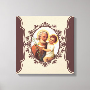 Lienzo San José católico con el niño Jesús