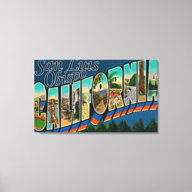 Lienzo San Luis Obispo, California - Escena de letras gra (Anverso)