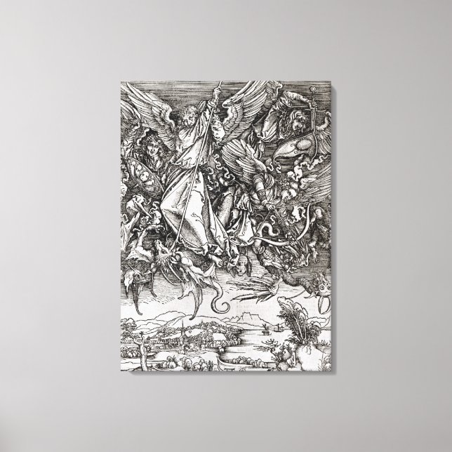 Lienzo San Miguel y el Dragón, de un latín (Anverso)