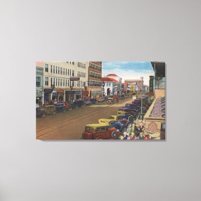 Lienzo San Petersburgo, FL - Vista de la Ave Central con/ (Anverso)
