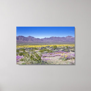 Lienzo Sand Verbena y Desert Gold en Amboy Crater, CA,